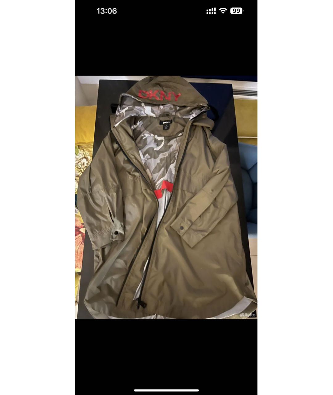 DKNY Хаки синтетический тренч/плащ, фото 4