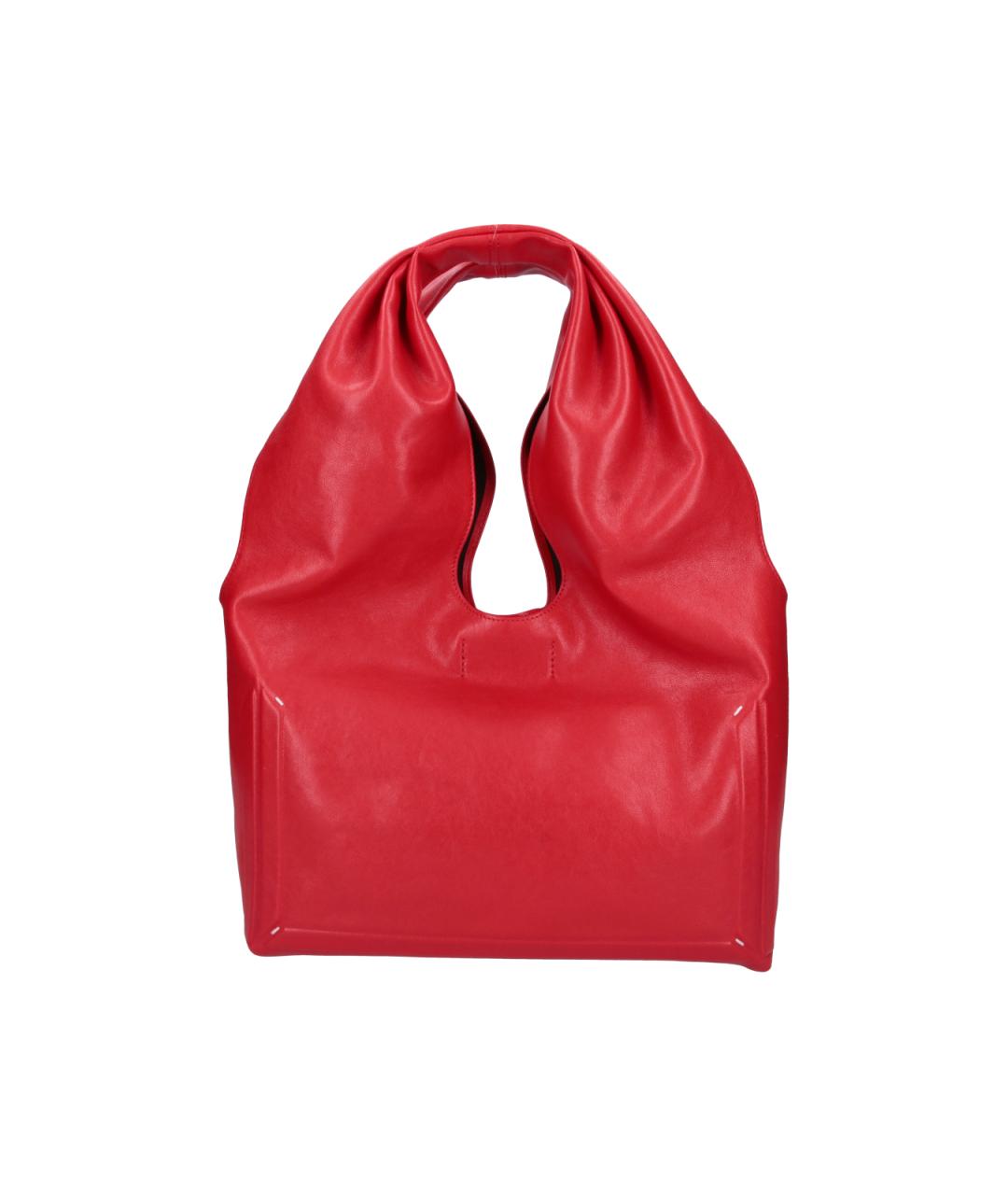 MAISON MARGIELA Красная кожаная сумка с короткими ручками, фото 3