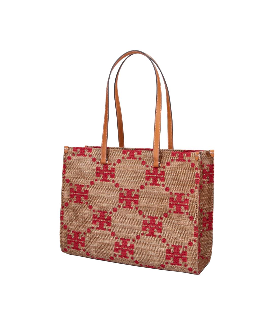 TORY BURCH Коричневая синтетическая сумка тоут, фото 2