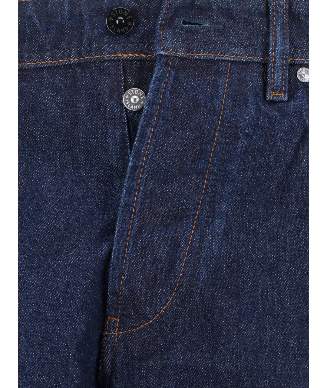 STONE ISLAND Синие хлопковые прямые джинсы, фото 5