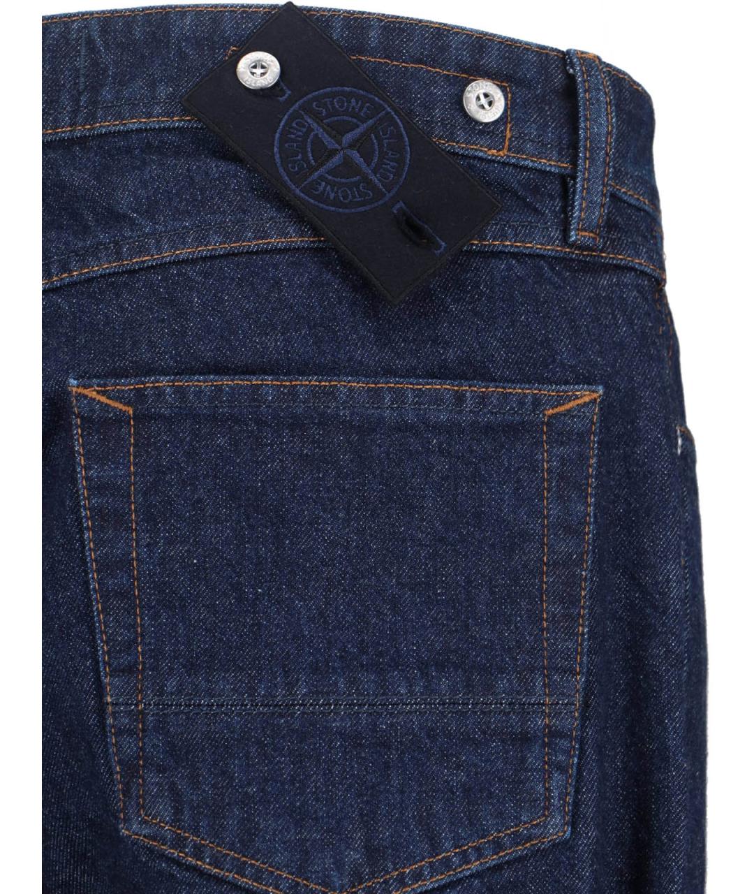 STONE ISLAND Синие хлопковые прямые джинсы, фото 4