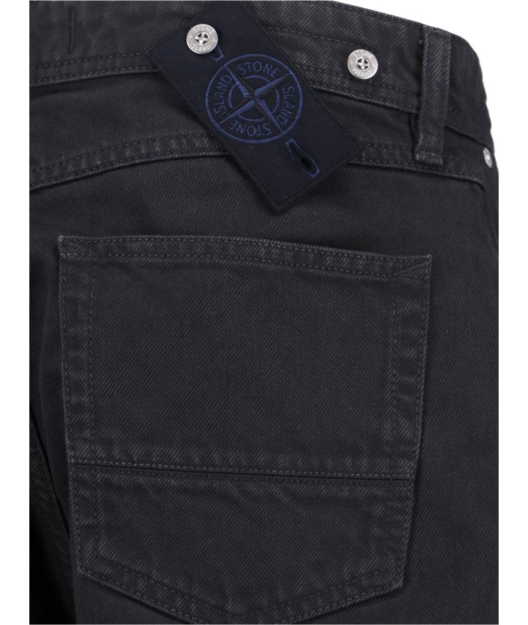 STONE ISLAND Черные хлопковые прямые джинсы, фото 4