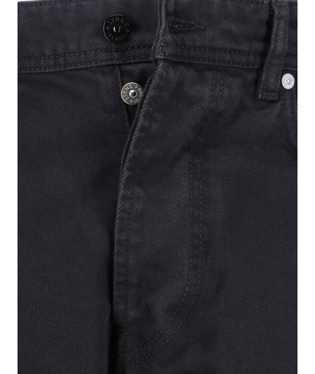 STONE ISLAND Черные хлопковые прямые джинсы, фото 5