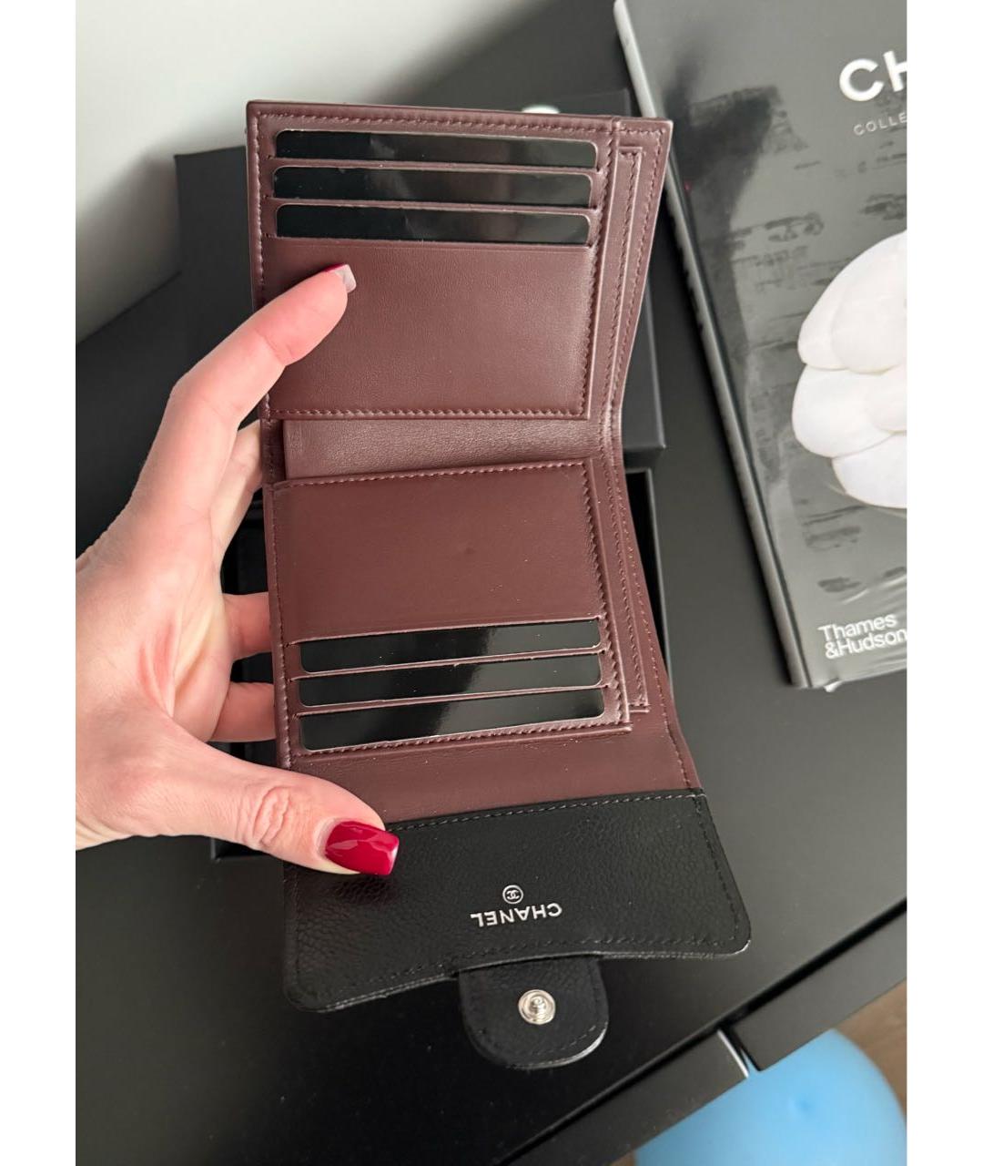 CHANEL Черный кожаный кошелек, фото 3