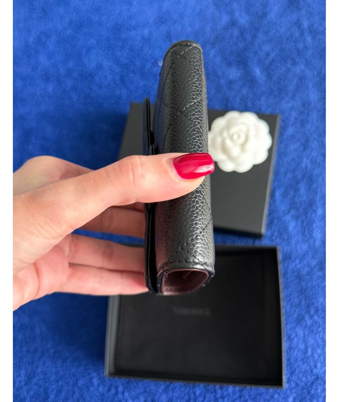 CHANEL Черный кожаный кошелек, фото 4