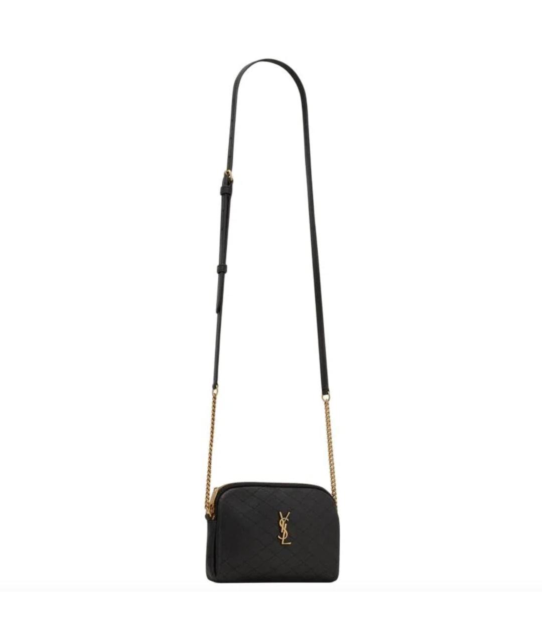 SAINT LAURENT Черная кожаная сумка через плечо, фото 2
