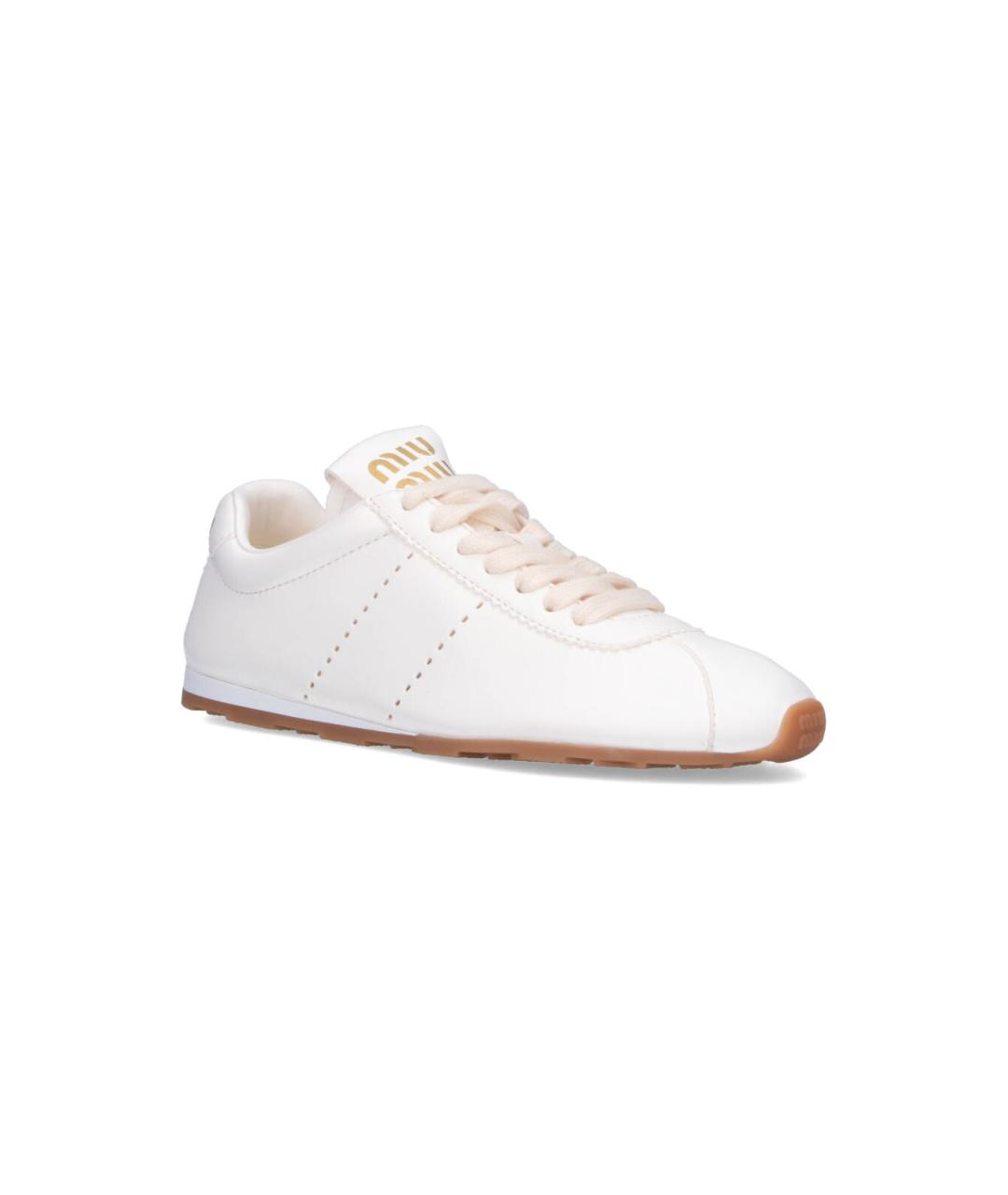 MIU MIU Белые кожаные кроссовки, фото 2