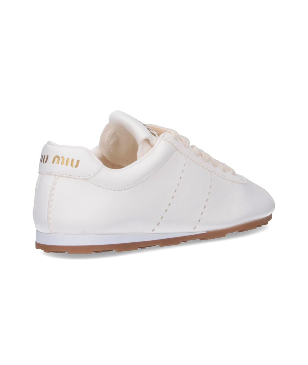 MIU MIU Белые кожаные кроссовки, фото 4