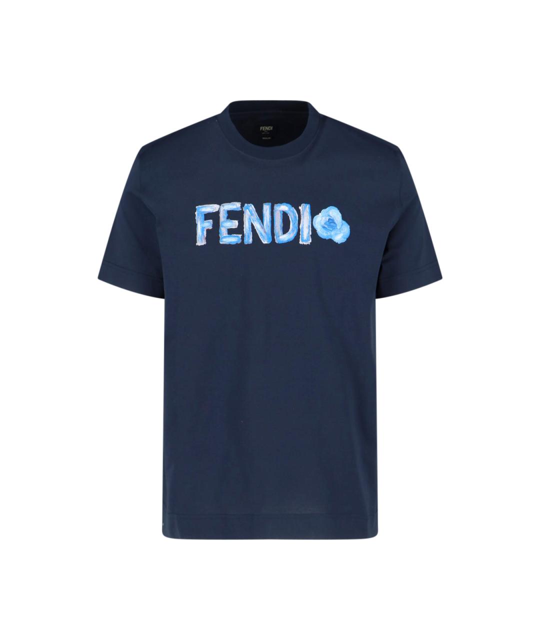 FENDI Синяя хлопковая футболка, фото 1