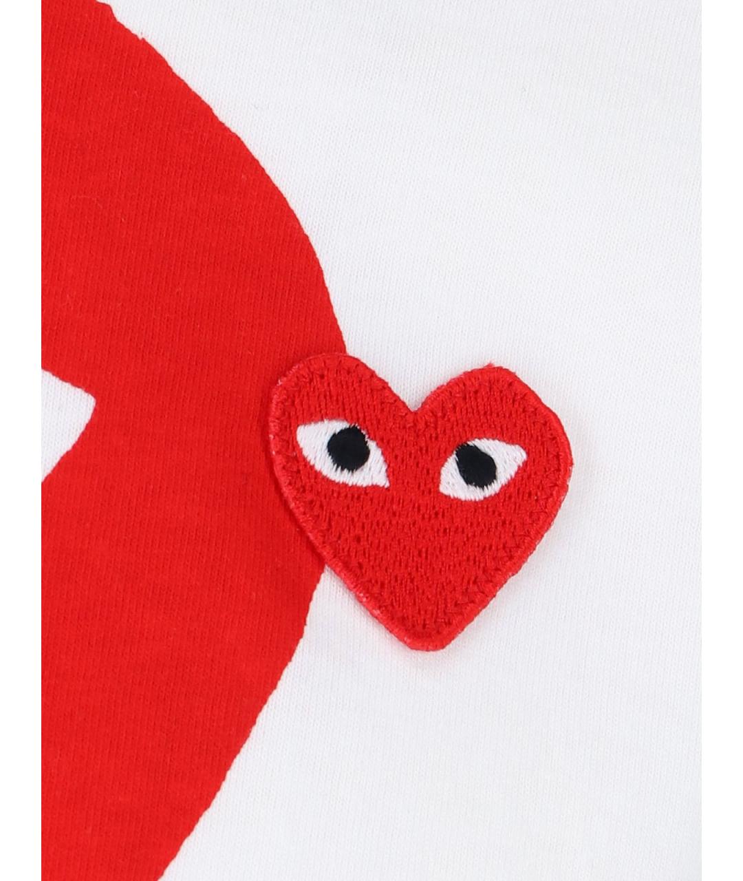 COMME DES GARÇONS PLAY Белая хлопковая футболка, фото 3