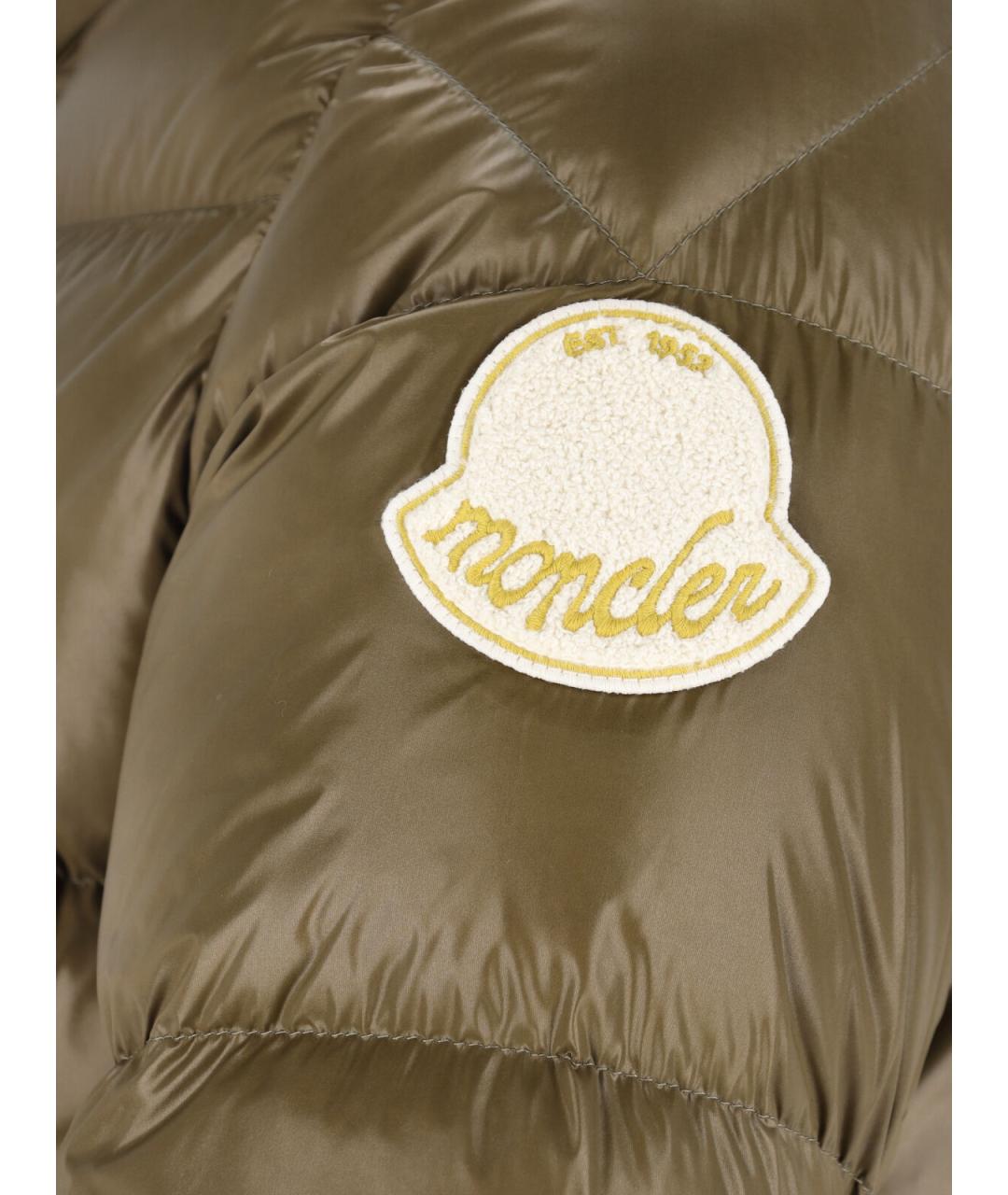 MONCLER Зеленый полиамидовый пуховик, фото 3