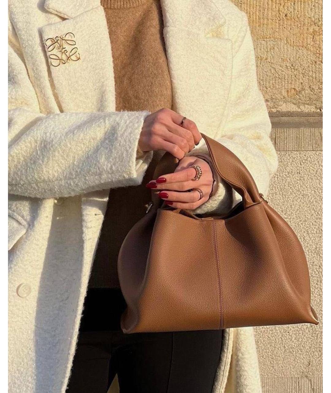 POLENE Коричневая кожаная сумка тоут, фото 3