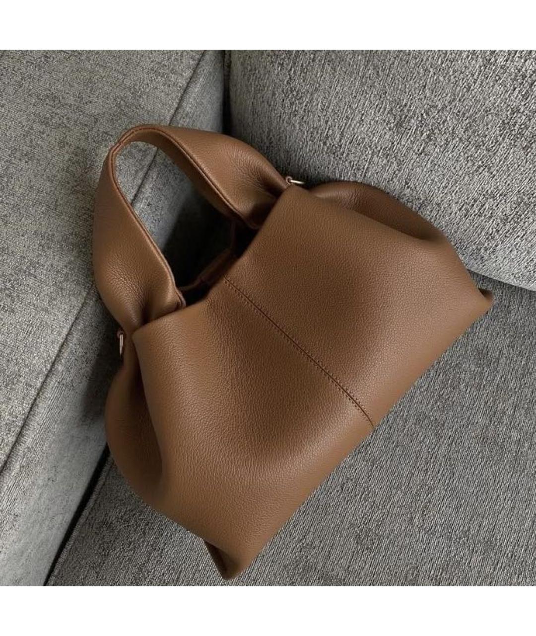 POLENE Коричневая кожаная сумка тоут, фото 4