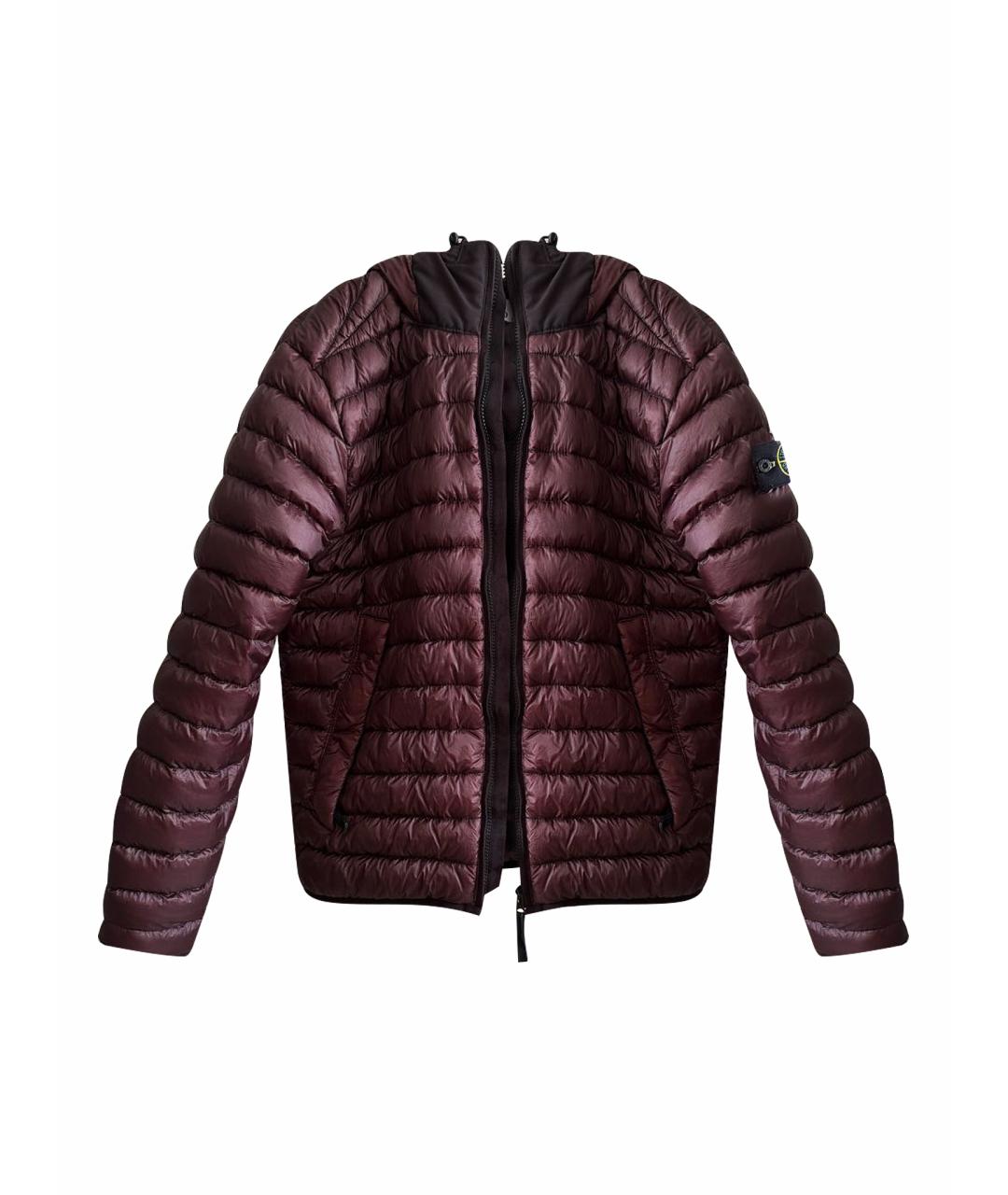 STONE ISLAND Бордовый полиамидовый пуховик, фото 1