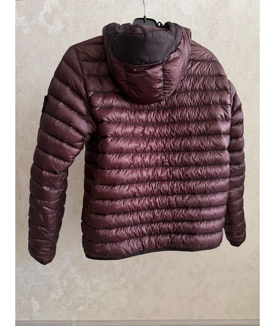 STONE ISLAND Бордовый полиамидовый пуховик, фото 2