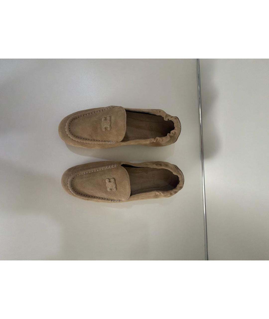 CELINE Бежевые замшевые мокасины, фото 2