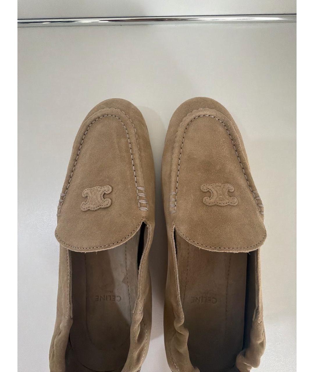 CELINE Бежевые замшевые мокасины, фото 5