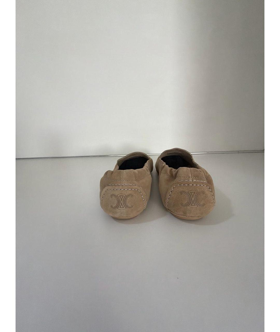 CELINE Бежевые замшевые мокасины, фото 4