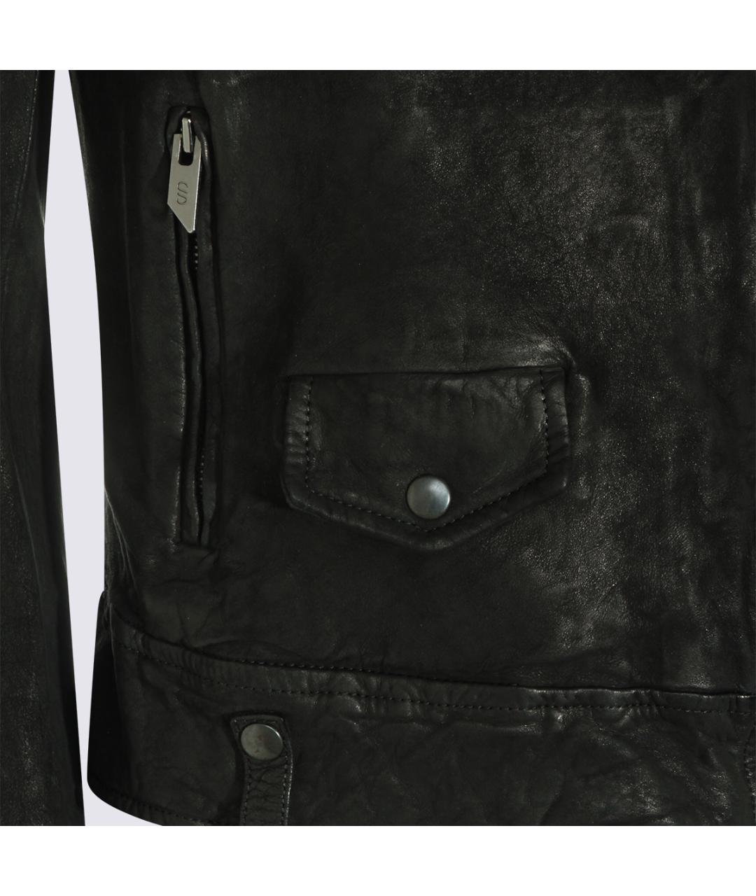 SANTORO Черная кожаная куртка, фото 3