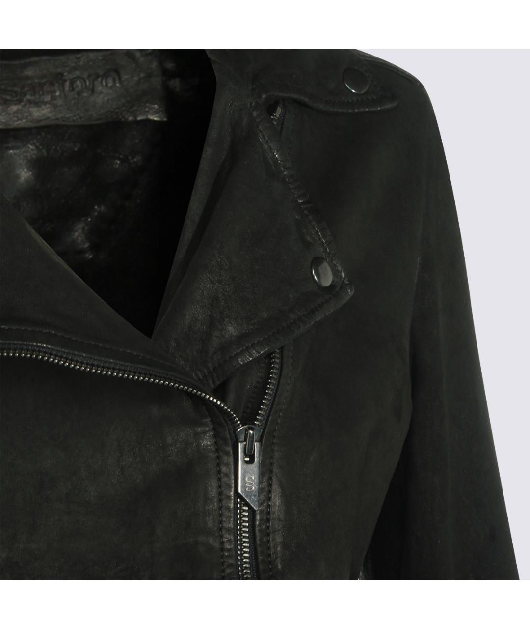SANTORO Черная кожаная куртка, фото 4