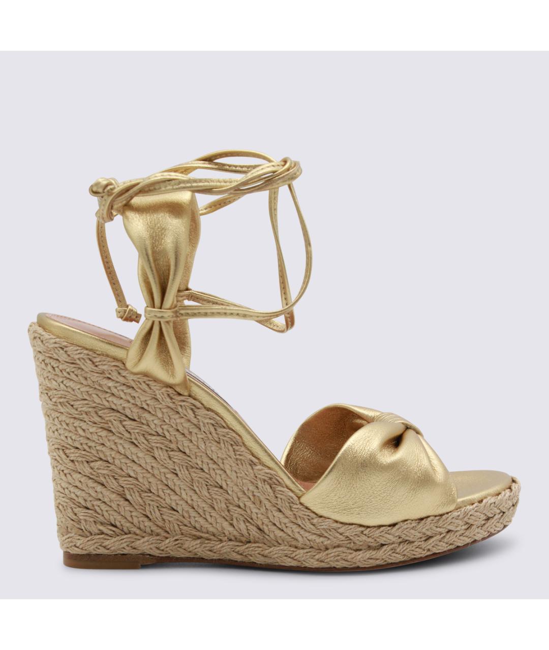 AQUAZZURA Золотые кожаные босоножки, фото 5