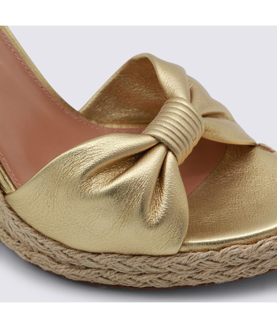 AQUAZZURA Золотые кожаные босоножки, фото 4