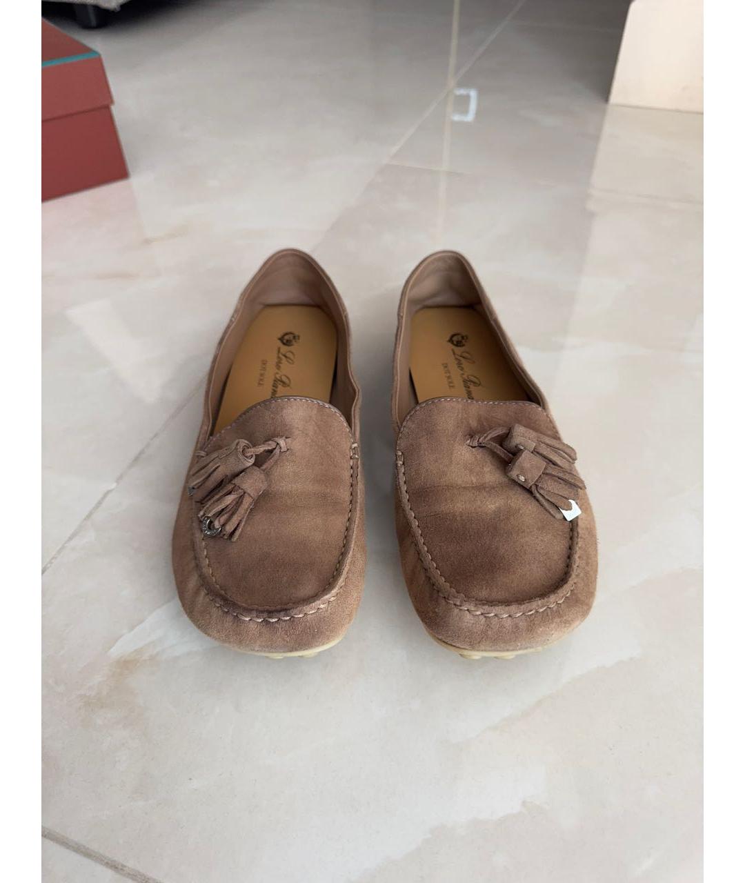 LORO PIANA Бежевые замшевые лоферы, фото 2
