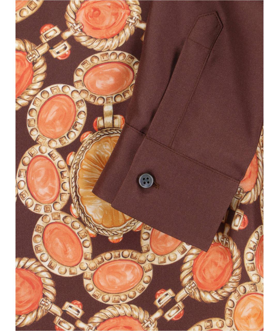 VERSACE Коричневая шелковая рубашка, фото 5