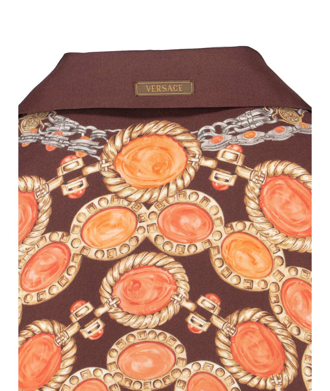 VERSACE Коричневая шелковая рубашка, фото 4