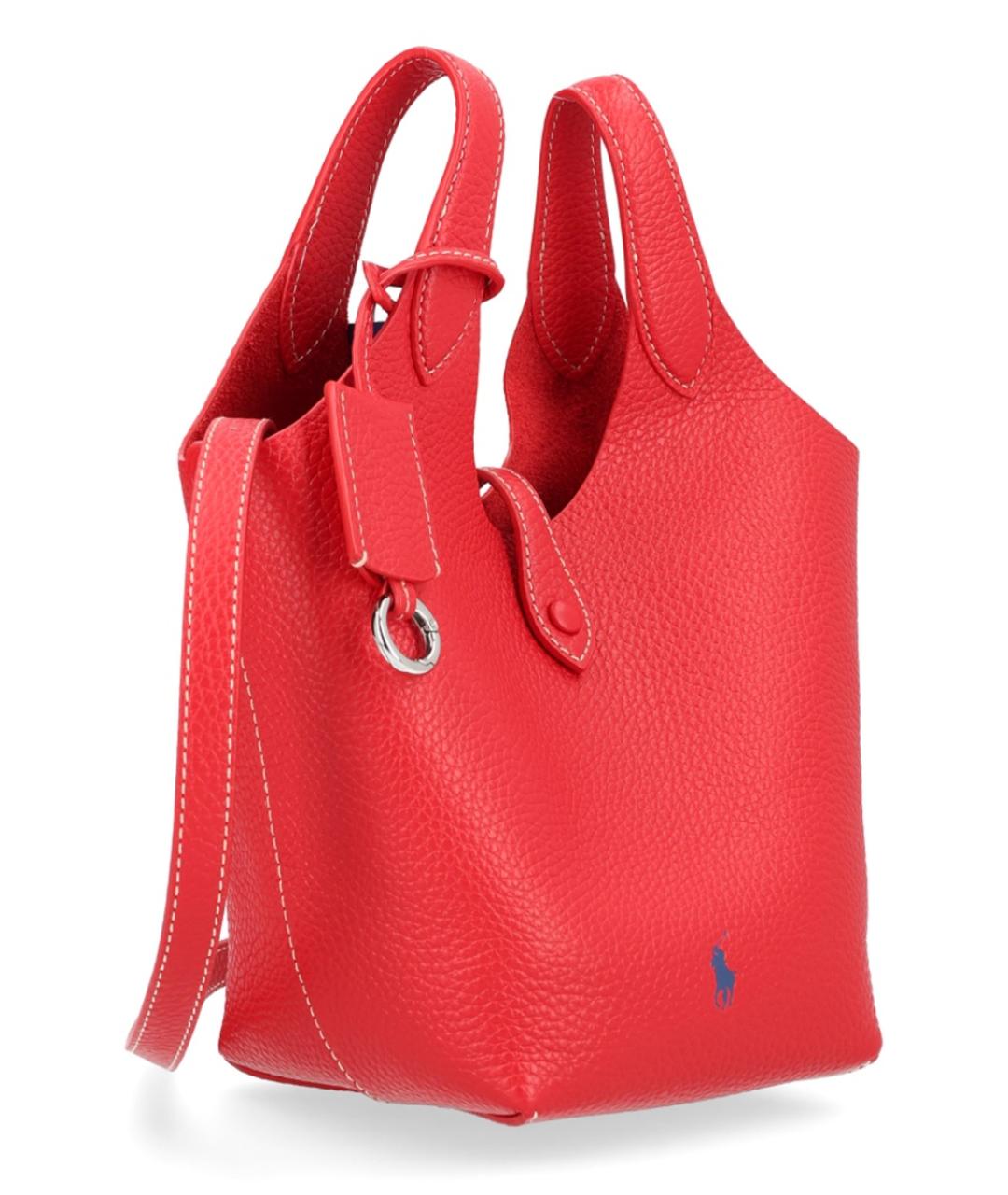 POLO RALPH LAUREN Красная кожаная сумка тоут, фото 2