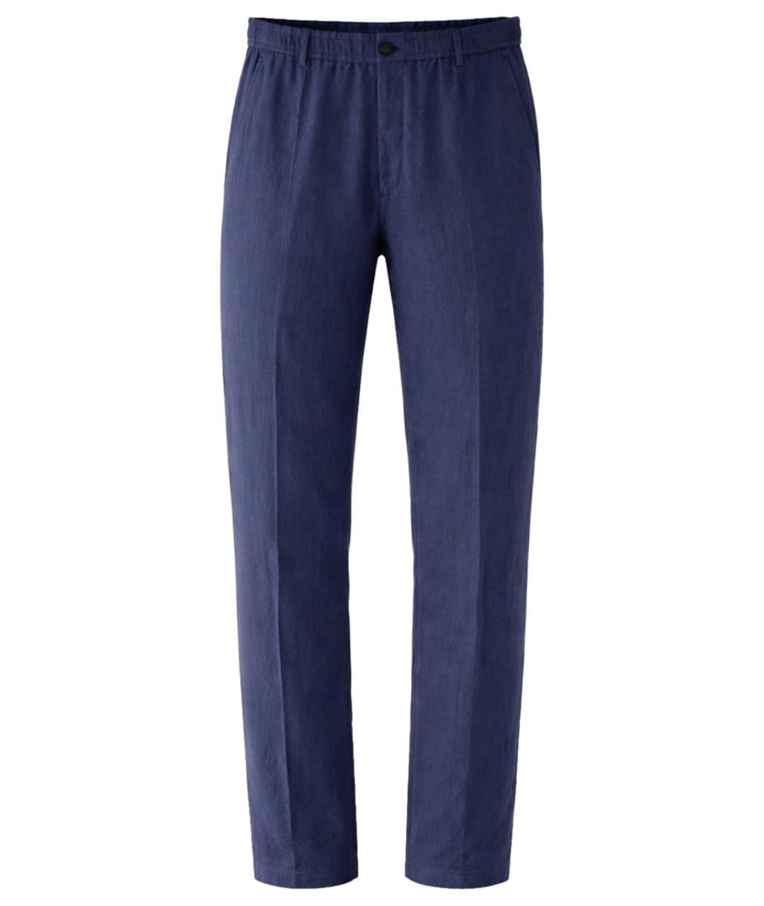 EMPORIO ARMANI Синие льняные повседневные брюки, фото 1