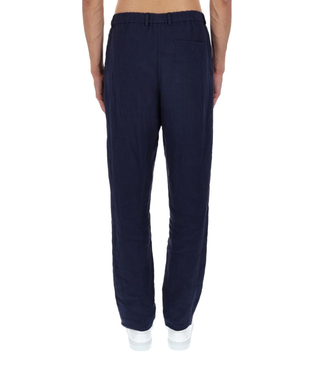 EMPORIO ARMANI Синие льняные повседневные брюки, фото 5