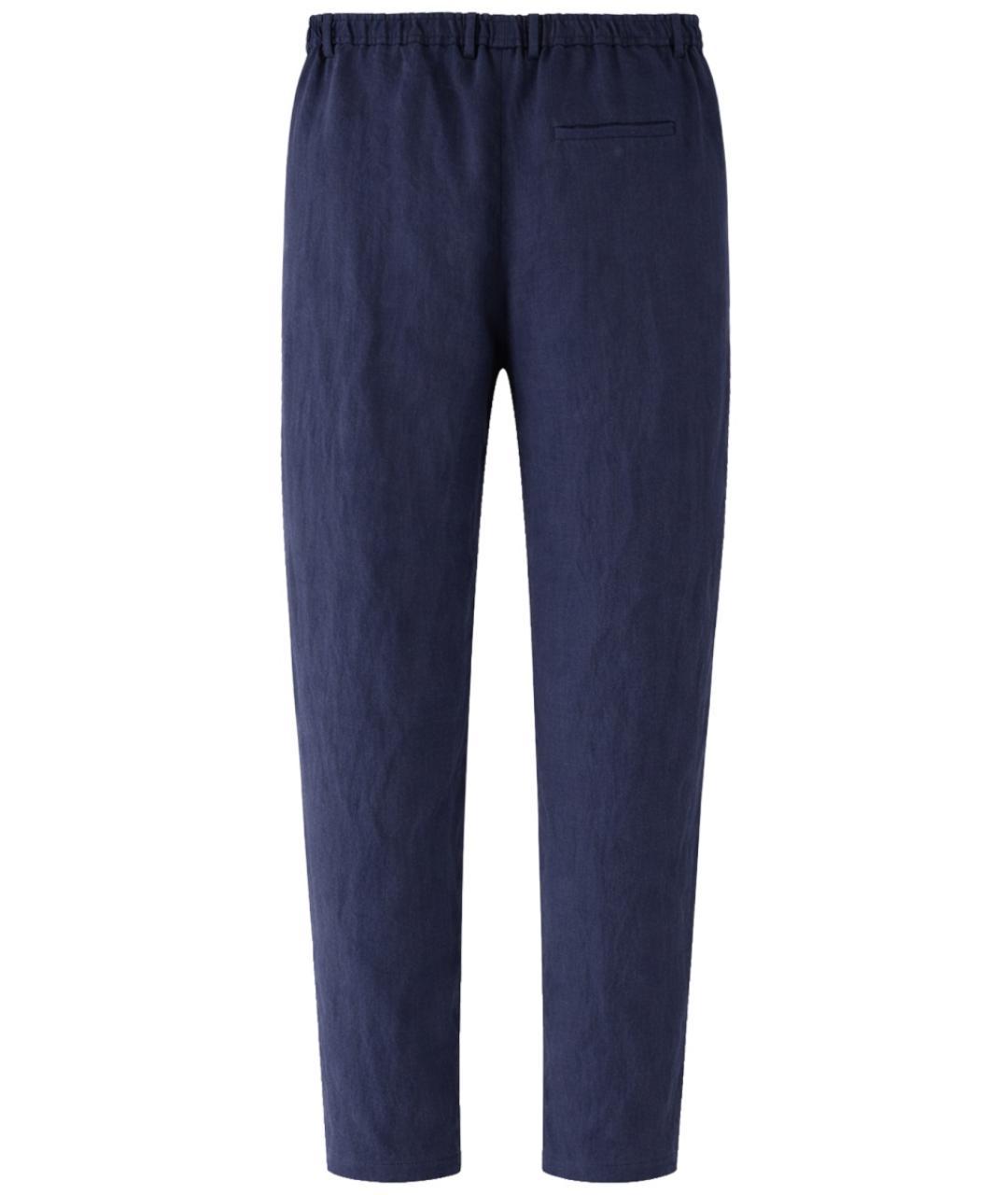 EMPORIO ARMANI Синие льняные повседневные брюки, фото 2