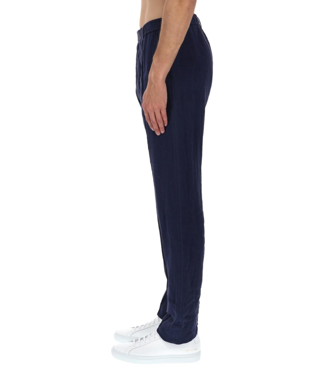 EMPORIO ARMANI Синие льняные повседневные брюки, фото 4