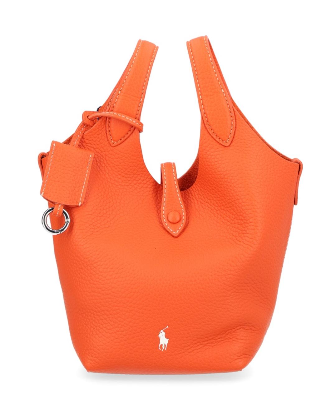 POLO RALPH LAUREN Оранжевая кожаная сумка тоут, фото 1