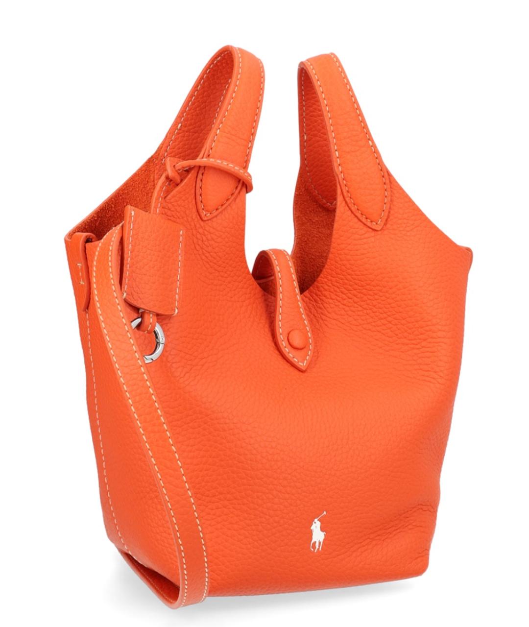 POLO RALPH LAUREN Оранжевая кожаная сумка тоут, фото 2