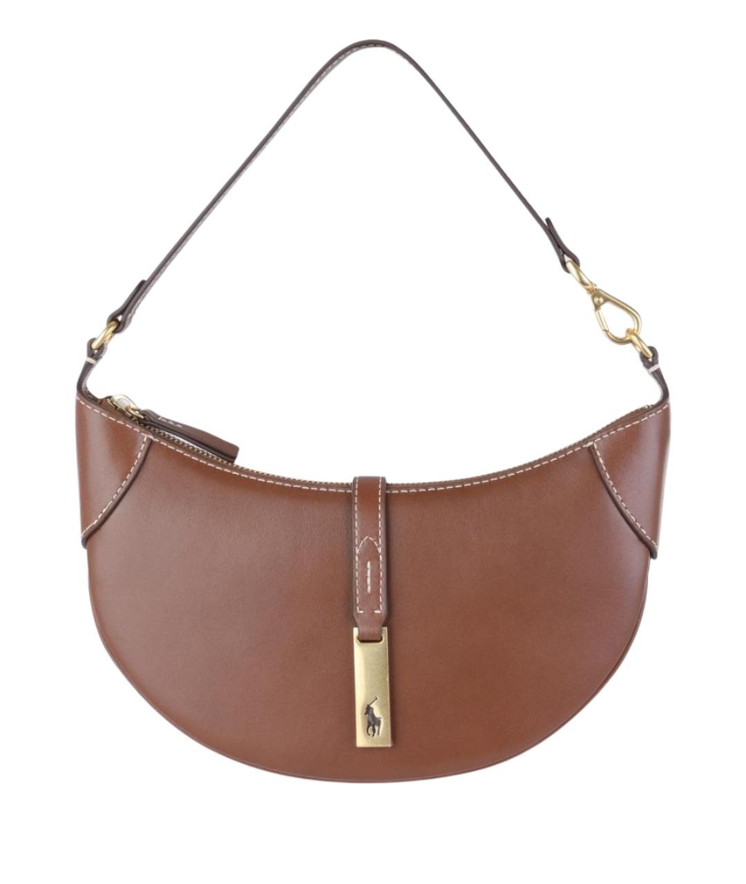 POLO RALPH LAUREN Коричневая кожаная сумка через плечо, фото 1