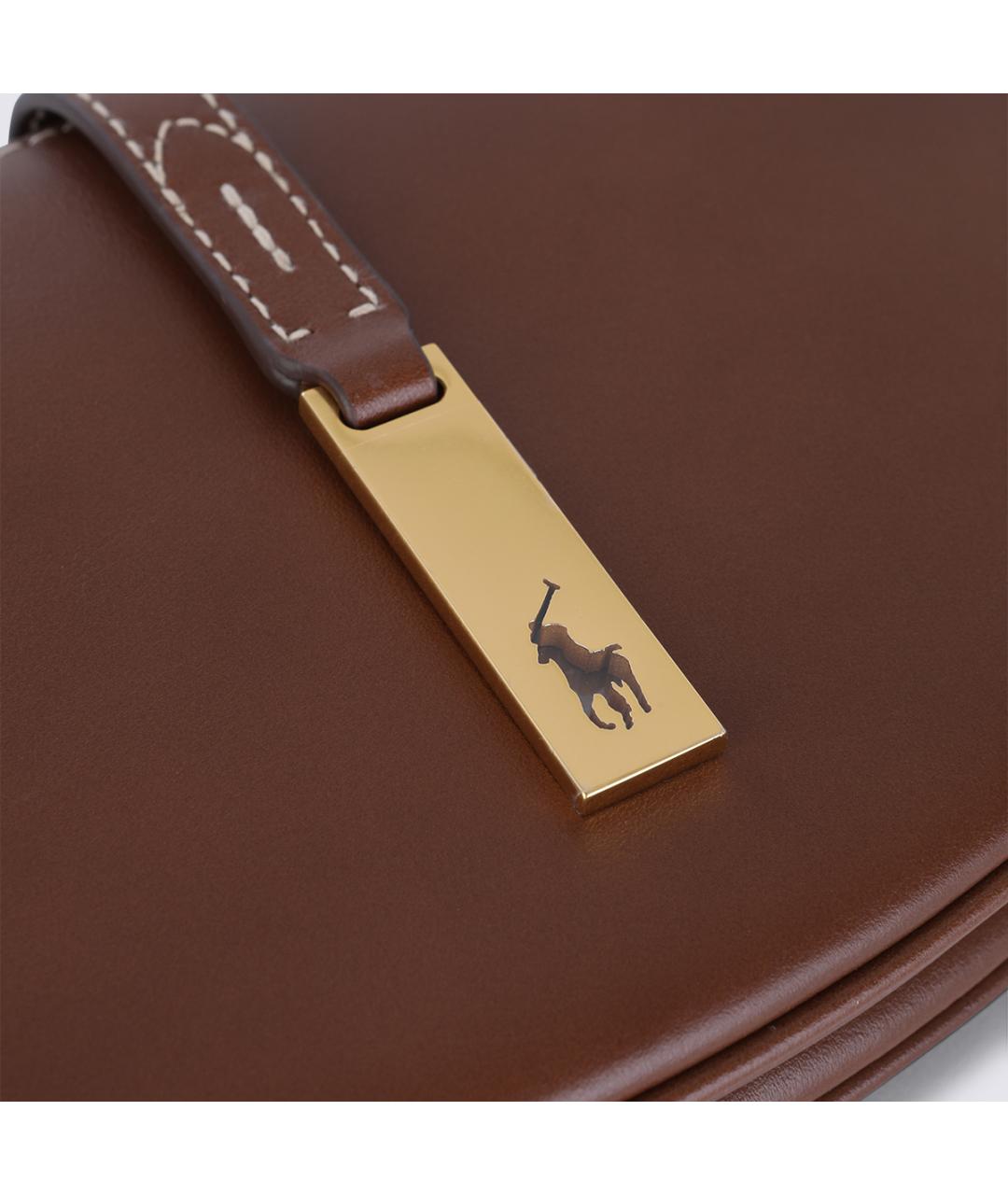 POLO RALPH LAUREN Коричневая кожаная сумка через плечо, фото 4