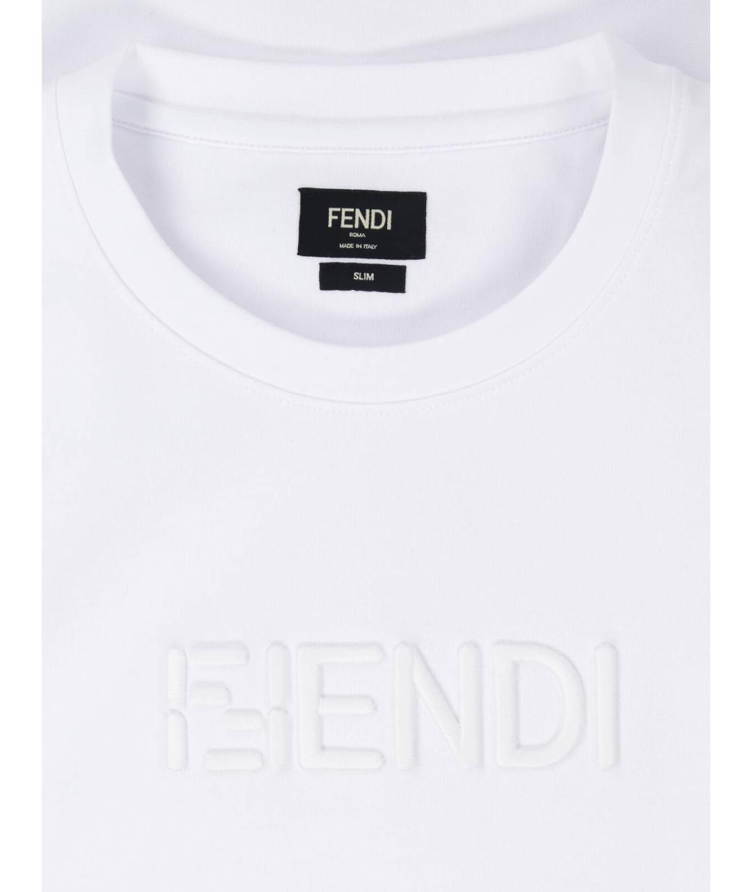 FENDI Белая хлопковая футболка, фото 3