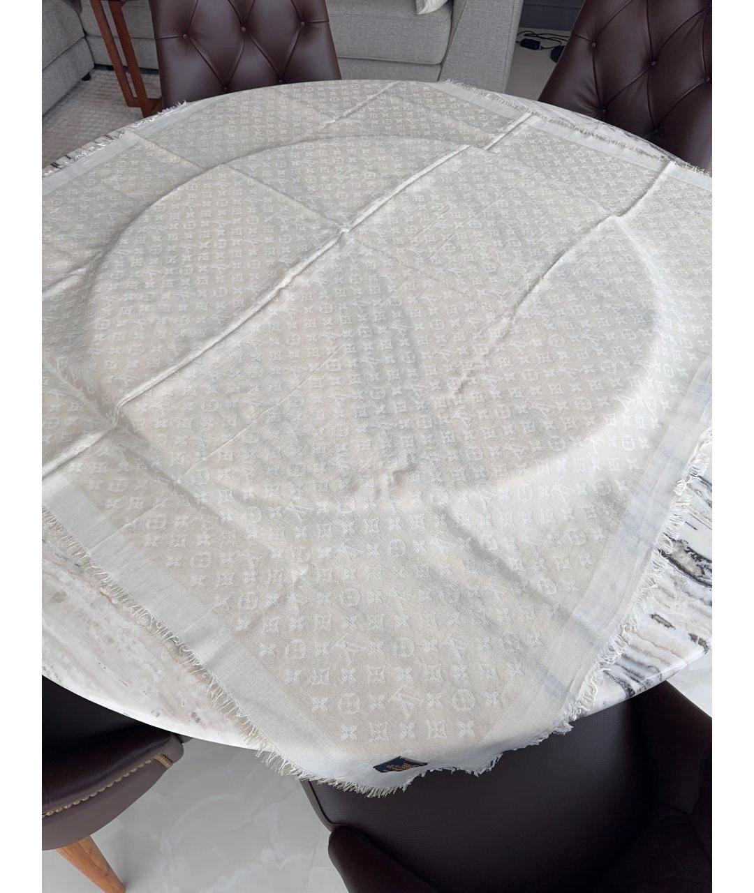 LOUIS VUITTON Белый шелковый платок, фото 3