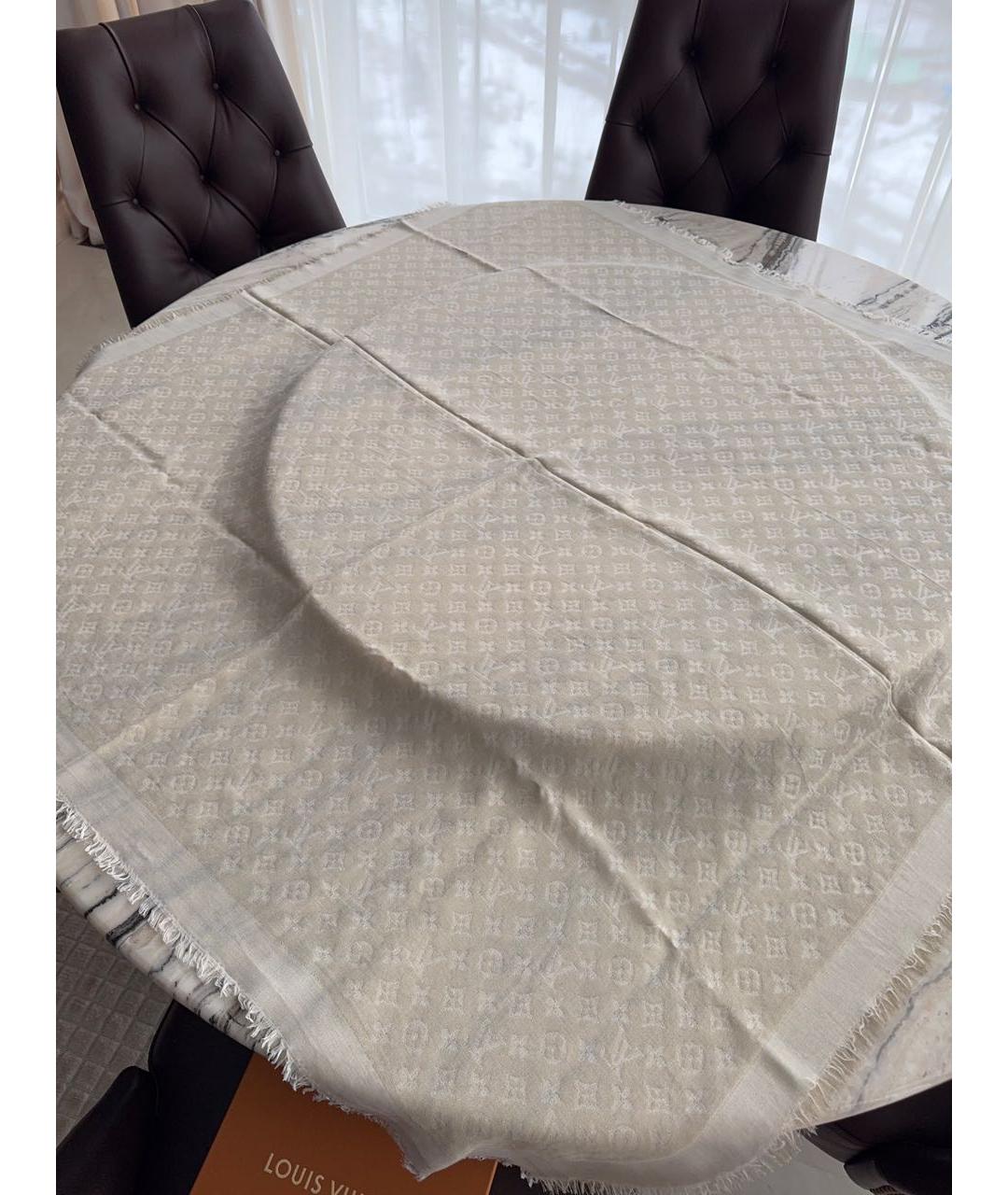 LOUIS VUITTON Белый шелковый платок, фото 4