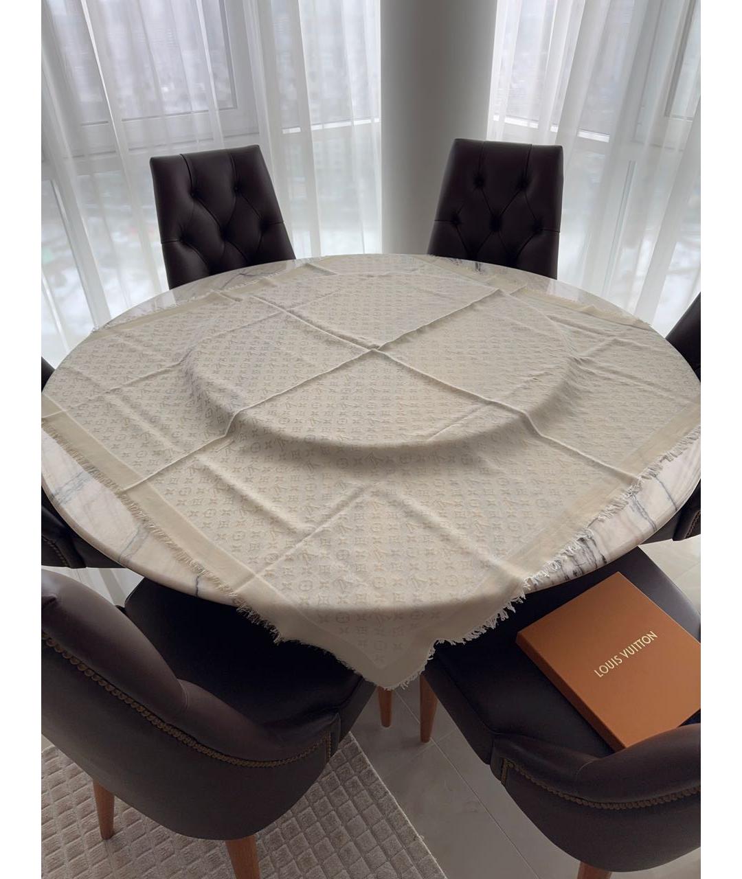 LOUIS VUITTON Белый шелковый платок, фото 2