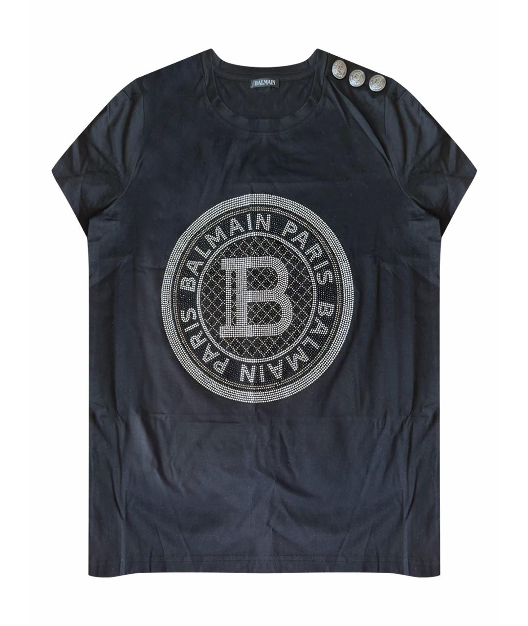 BALMAIN Черная хлопковая футболка, фото 1