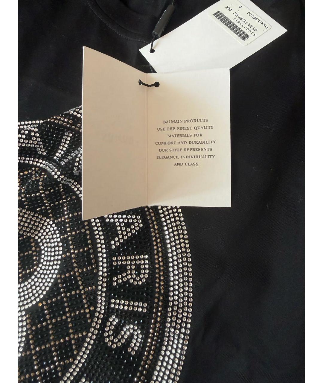 BALMAIN Черная хлопковая футболка, фото 2