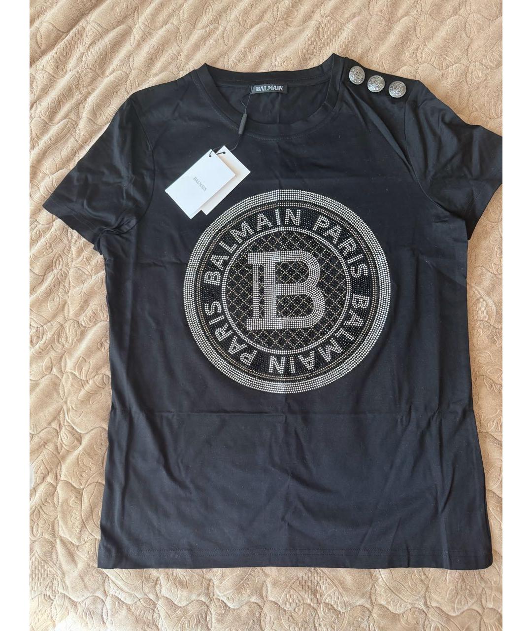 BALMAIN Черная хлопковая футболка, фото 3