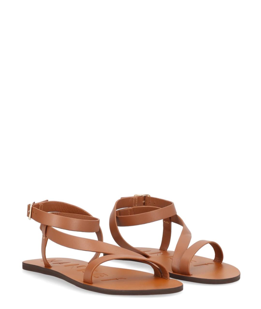 MANEBI Коричневые кожаные босоножки, фото 2