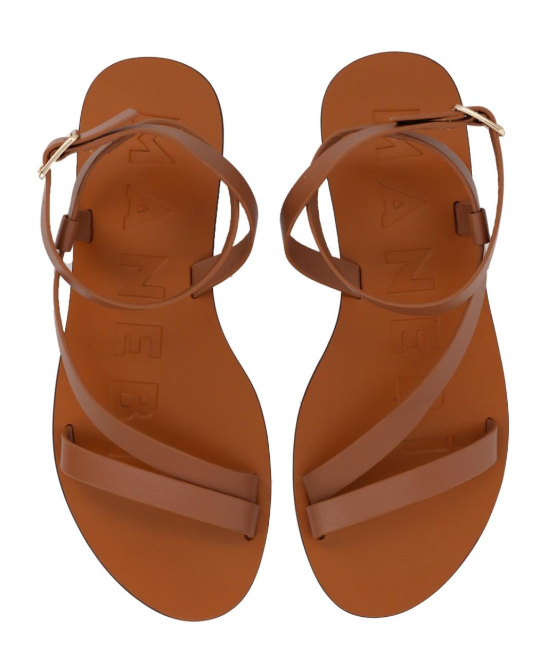 MANEBI Коричневые кожаные босоножки, фото 6