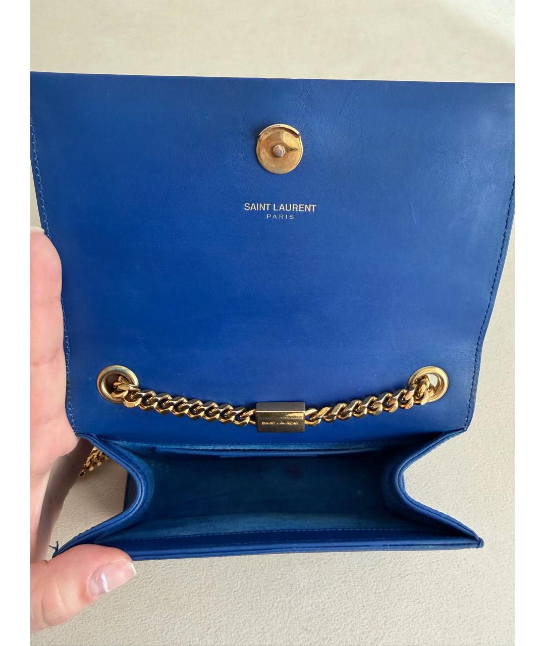 SAINT LAURENT Синяя кожаная сумка через плечо, фото 4