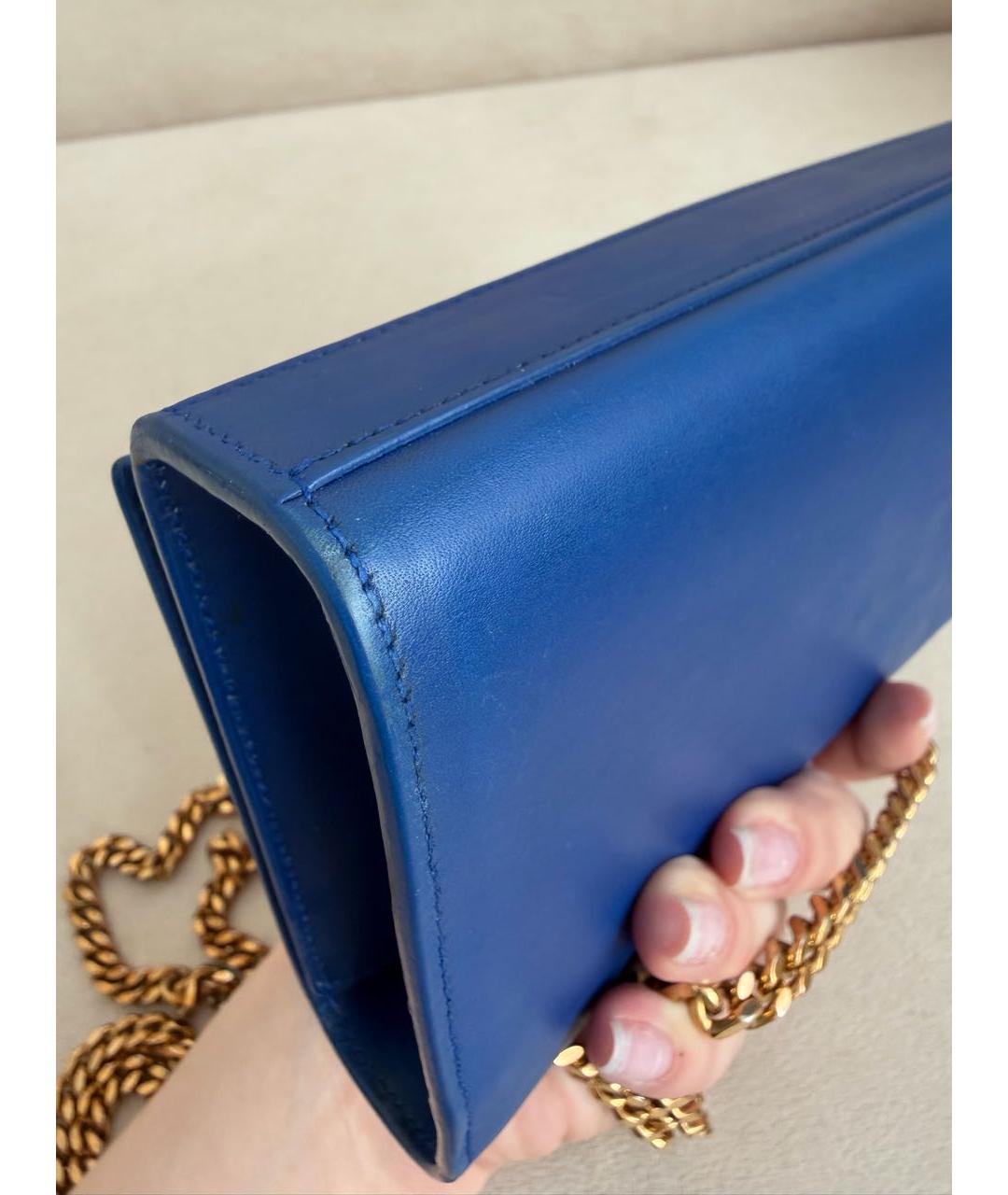 SAINT LAURENT Синяя кожаная сумка через плечо, фото 5