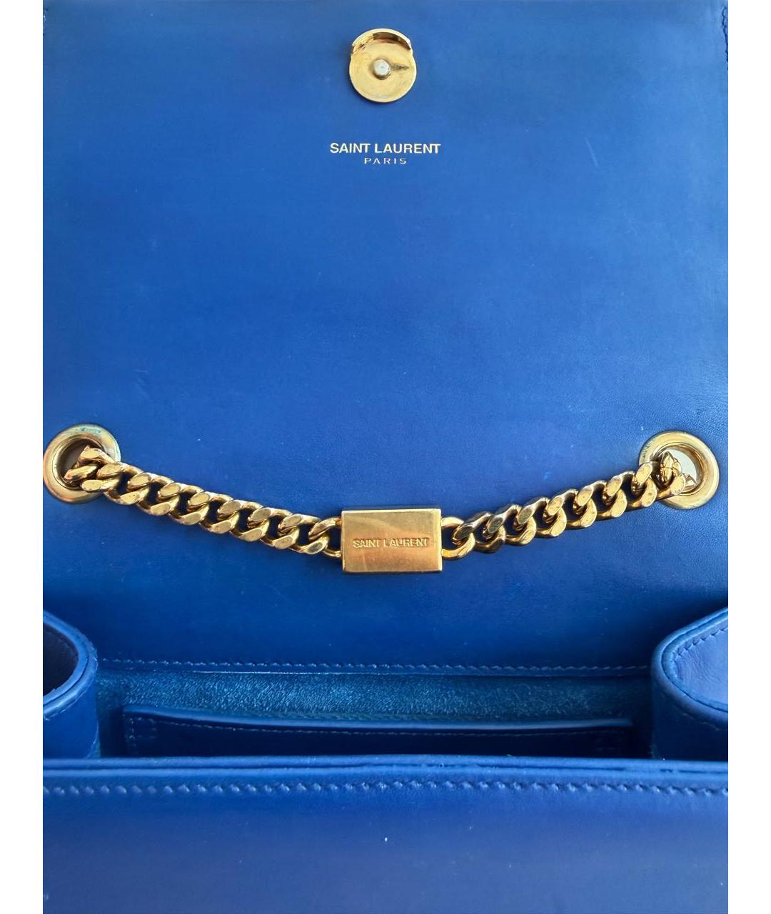 SAINT LAURENT Синяя кожаная сумка через плечо, фото 8